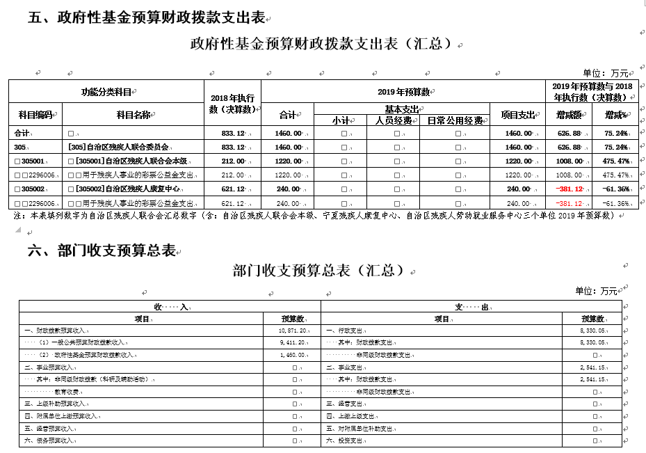 宁夏回族自治区残疾人联合会2019年部门预算公开(图5)