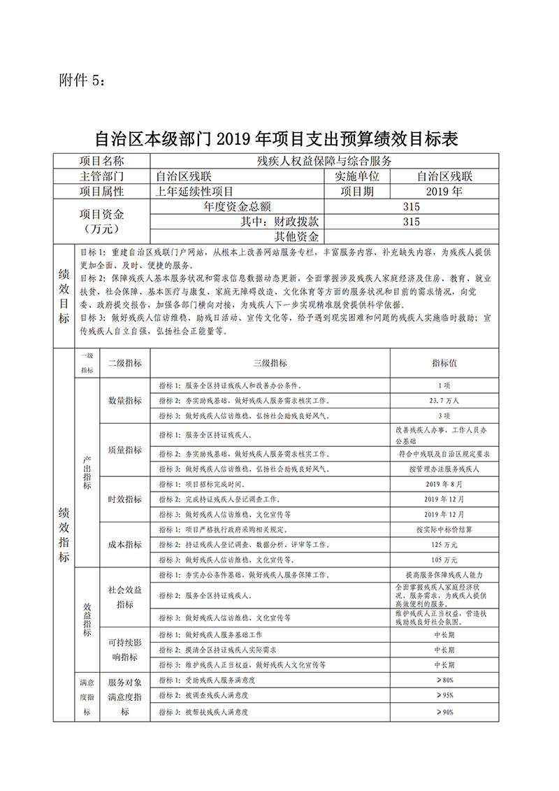2019年自治区残疾人联合会预算支出绩效目标公示(图9)