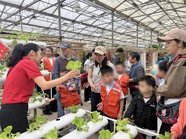 图为参观蔬果种植园